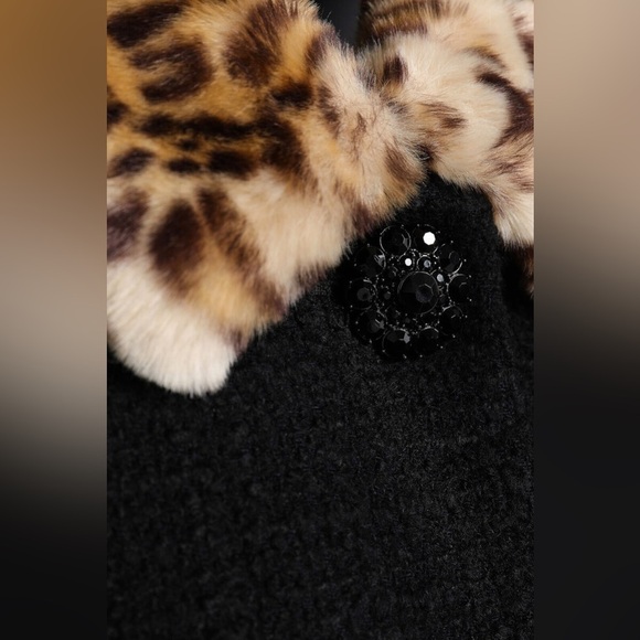 Kate Spade Leopard Cuff Boucle Faux Fur Jewel Button Coat 2 - Picture 13 of 16